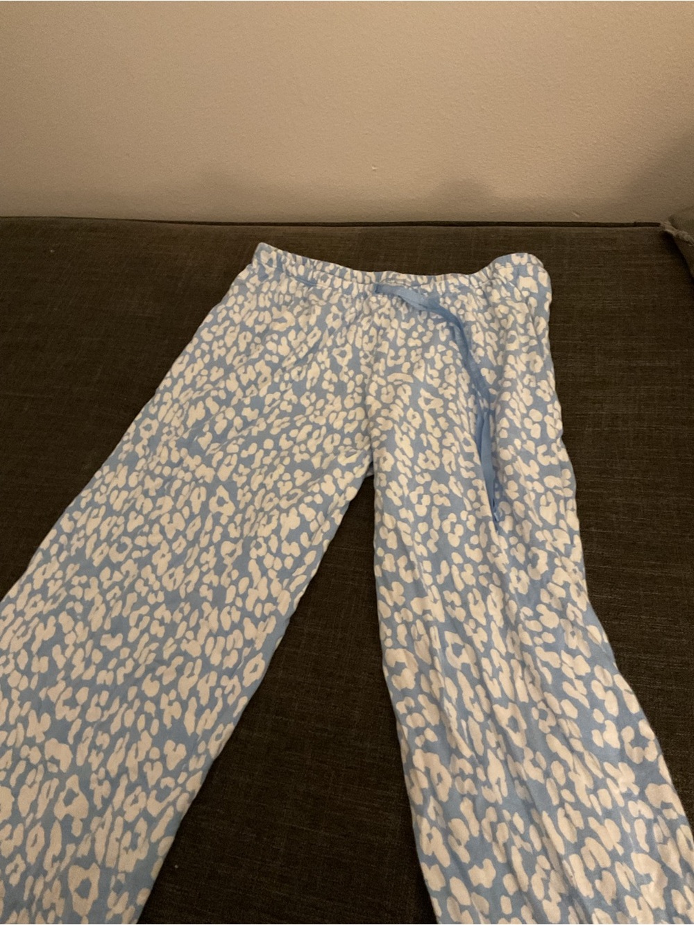 HUE Light Blue and White Leopard Print Kids Pajama Bottoms